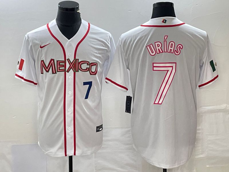 Men 2023 World Cub Mexico #7 Urias White Nike MLB Jersey56